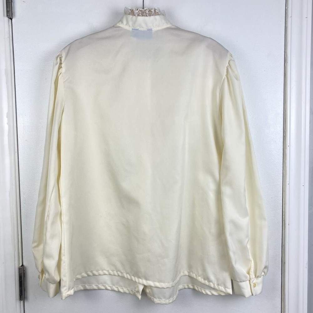 Vintage VTG 80s Lady Holiday Victorian Edwardian Blouse Lace Cottage Prairie M - Picture 4 of 10